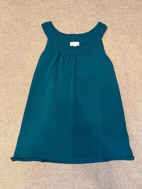 Joseph A Teal Braided Yoke Sleeveless Tunic
